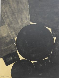 David Slivka (American, 1914-2010), Catalyst, 1971, ink on paper laid on board, signed and dated lower left "Slivka 6-12-71", 50" x 38".