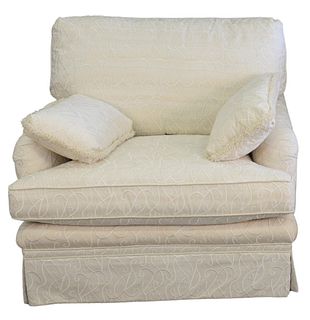 Councill Furniture Company Upholstered Easy Chair, along with three extra pillows, height 37 inches, width 43 inches.