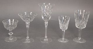 Large Group of Stemware to include seven Waterford champagnes, five Waterford red wines, along with other stemware. Provenance: From a Newport, Rhode 