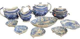 Staffordshire Lot to include tea set and small dishes. Provenance: From a Newport, Rhode Island historic home, in the same family since 1761.