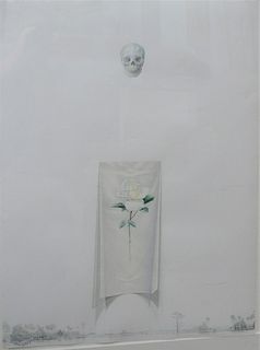 Juan Gonzalez (Spanish, b. 1950), Cuitivo Una Rosa Blanca, 1988, watercolor on paper, unsigned, watercolor on paper, 30" x 22".