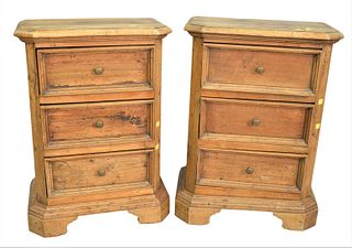 Pair Continental Style Three Drawer Stands, one backboard missing, height 28 inches, top 11" x 20".