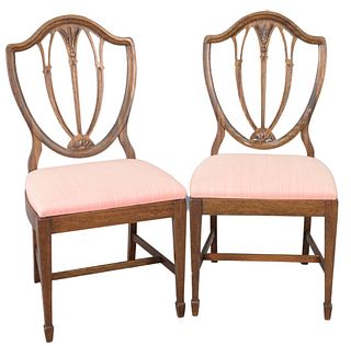 Set of Six Shield Back Dining Chairs, (one repaired).
