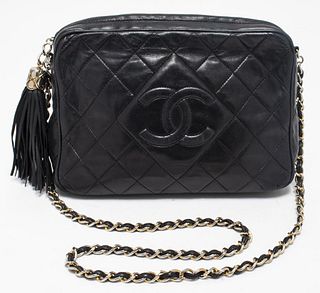 Chanel Black Quilted Leather Camera Handbag