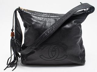 Chanel Black Leather Tote Handbag