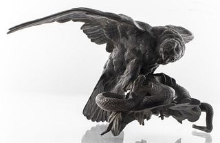 Animalier Bronze Model Of An Eagle And Snake