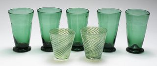 Green Murano Glass Assortment, 7 Pieces