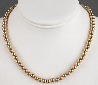 Vintage 14K Yellow Gold Bead Necklace
