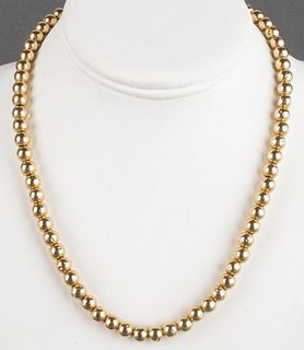 14K Yellow Gold Ball Bead Necklace W/ 18K Clasp