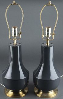 Hollywood Regency Style Ceramic Lamps, Pair