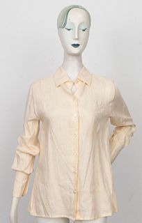 Hermes Beige Linen Button Down Shirt