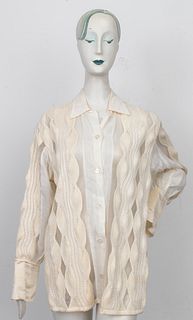 Gianfranco Ferre Cream Linen And Knit Shirt