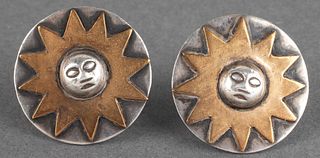William Spratling Taxco Silver & Copper Earrings