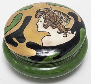 T&V Limoges Art Nouveau Covered Porcelain Bowl