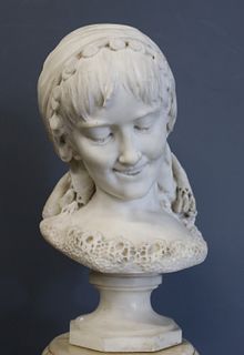 Angelo Bottinelli Signed Marble Bust Of An