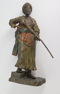 Antique Cold Painted Bronze Of An Arab Warrior.