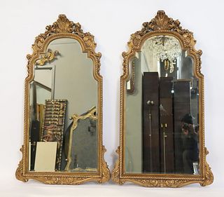 A Large Pair Of Antique Carved & Giltwood Mirrors
