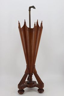 Rare Victorian Walnut Umbrella Form Parasol