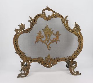 Antique French Bronze Fire Screen.