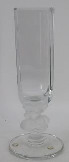 Lalique France Signed Glass Pedestal Vase.