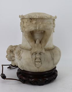 Antique Alabaster Table Lamp.