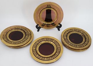 10 Moser Gilt Decorated Glass Plates
