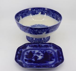 Large Wedgwood "Chinese" Blue Pedestal Bowl &