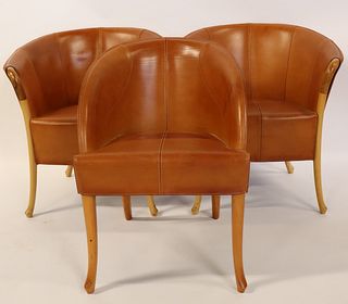 3 Vintage Giorgetti Leather Chairs.