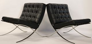 Pair of Mies Van Der Rohe Knoll Barcelona Chairs.