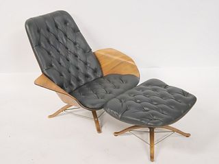 Midcentury Plycraft Lounge Chair & Ottoman