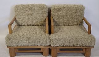Midcentury Pair Of Arm Chairs With Lams Wool
