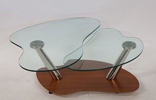 Modernist Italian Glass Top Coffee Table.