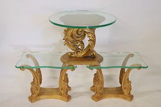 3 Vintage Italian Carved & Giltwood Side Tables.