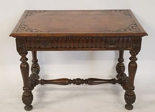 Victorian Horner Style Carved Oak Desk.