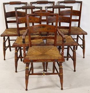 6 Matched Antique Hitchcock Style Chairs.