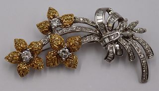 JEWELRY. 18kt Gold and Bi-Color Diamond Brooch.