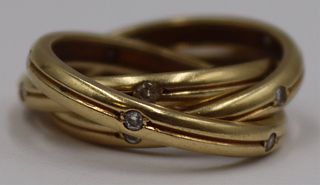 JEWELRY. Cartier 18kt Gold & Diamond Trinity Ring.
