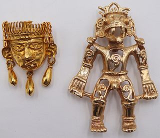 JEWELRY. (2) Pre-Columbian style 14kt Gold