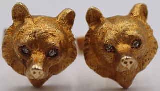 JEWELRY. Pair of 14kt Gold Figural Bear Cufflinks.