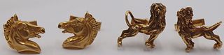 JEWELRY. (2) Pairs of 14kt Gold Figural Animal