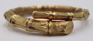JEWELRY. Vintage 14kt Gold Bamboo Hinged Bracelet.