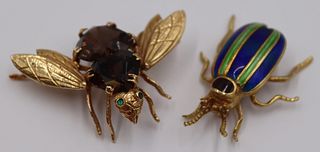 JEWELRY. 14kt Gold Insect Brooches.