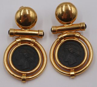 JEWELRY. Pair of Italian 18kt Gold and Roman