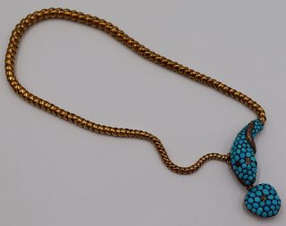 JEWELRY. Victorian 14kt Gold Turquoise and Diamond