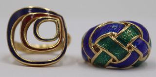 JEWELRY. 18kt &14kt Gold and Enamel Rings.