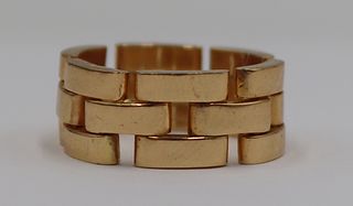 JEWELRY. Cartier Style 18kt Gold Ring.