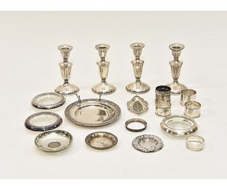 Four Weighted Sterling Silver Candlesticks etc.