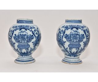 Pair of Makkum Delft Vases