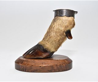 English Stag Foot Inkwell