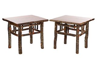 Pair of Old Hickory Rustic Side or Lamp Tables
